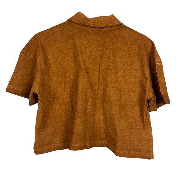 Free People Weekend Rush Button Front Cropped Top Copper Size XS NEW - Picture 6 of 10